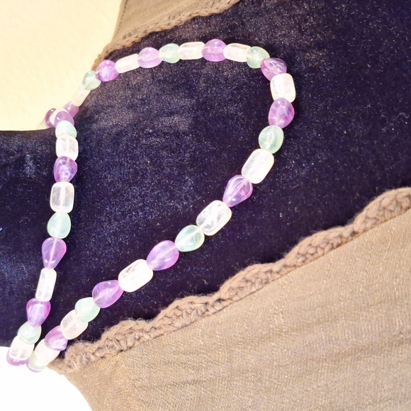 HP🏆 Fluorite Cloud Quartz Long Necklace - Picture 3 of 7